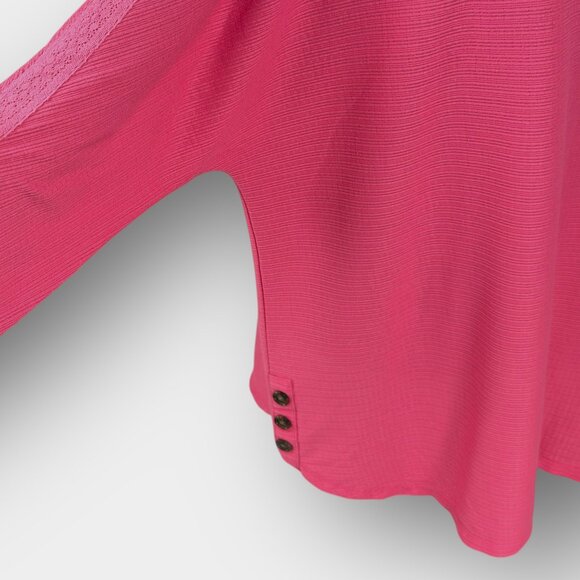 Lily Morgan 3X Pink Textured Knit Tunic Sleeve Button Hem Scoop Neck - Picture 6 of 10